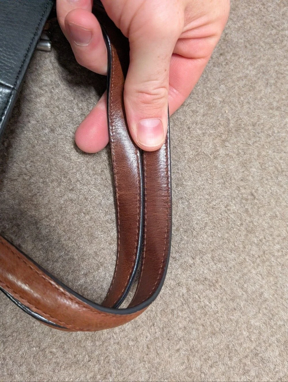 Fossil Leather Small Satchel Bag Black with Brown Handles with Key